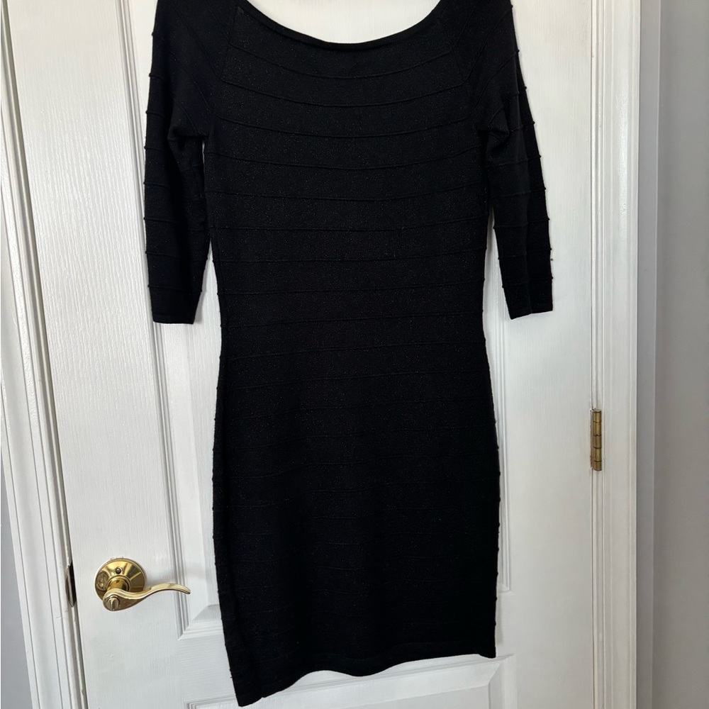 Black Off-Shoulder sweater Dress - Picture 6 of 7